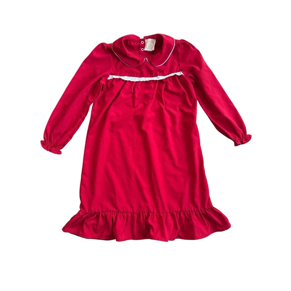 Beaufort Bonnet Company Goldie Locks Gown 7 Girls Richmond Red White Eyelet Trim